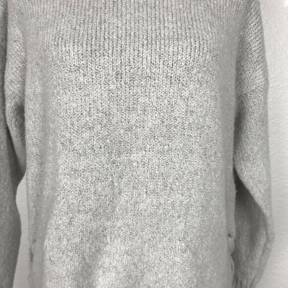 Dreamers Crewneck Pullover Lace Up Stretch Knit Sweater - Picture 5 of 6